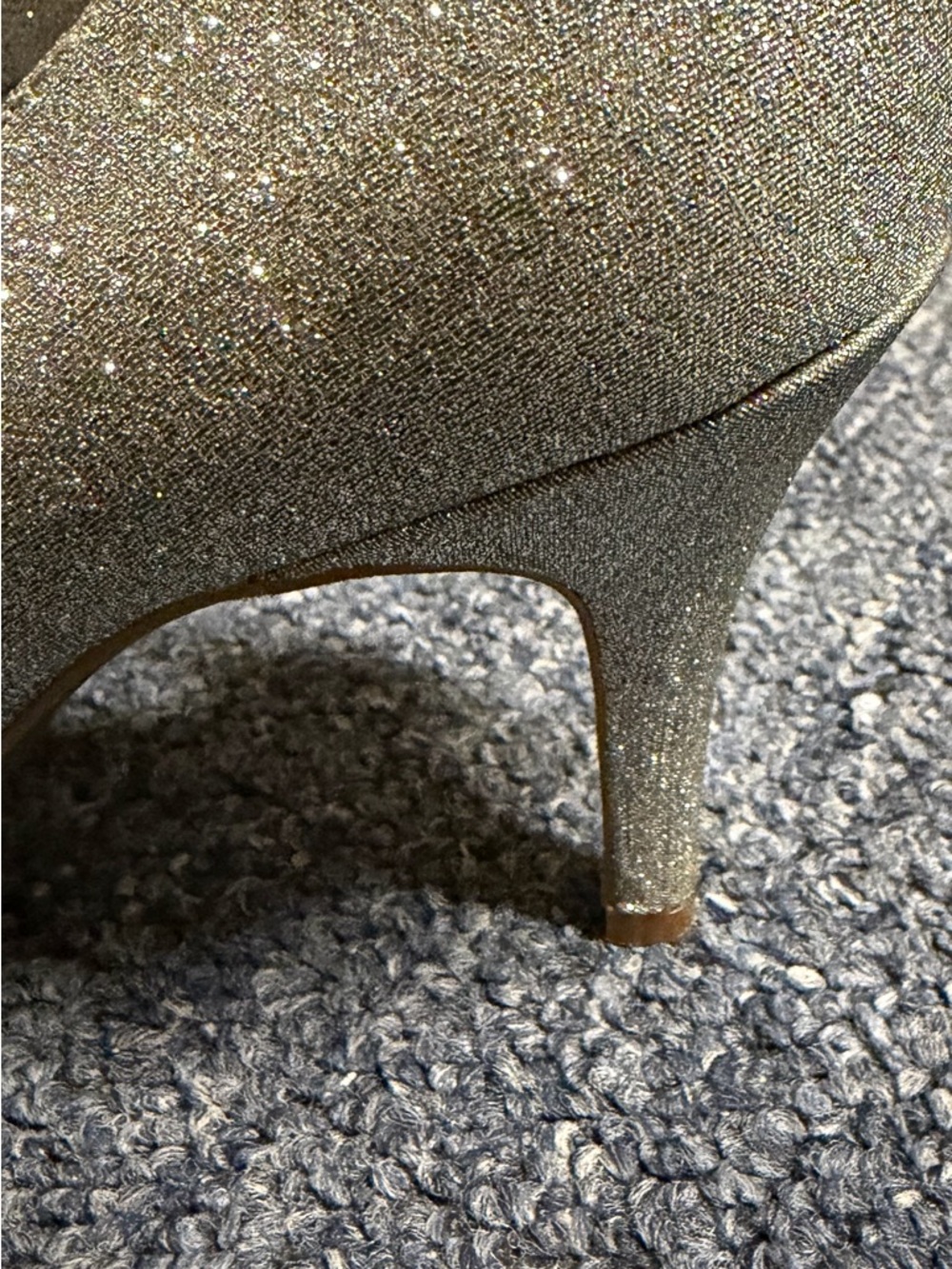 Adrianna Papell Glitter Open-Toe Silver Evening Heels - Picture 4 of 6